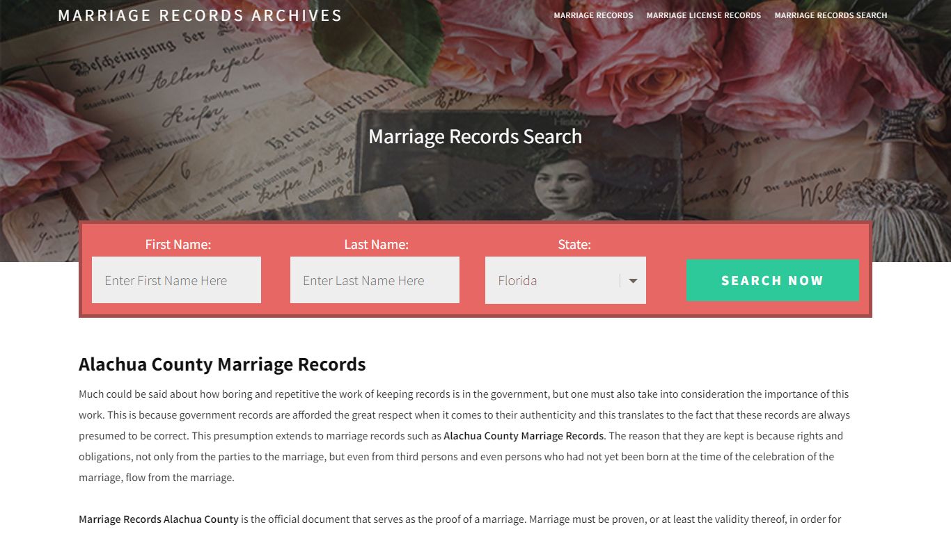 Alachua County Marriage Records